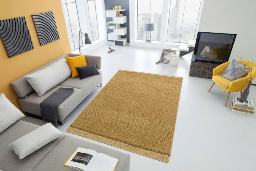 Teppich »Duchesse«, Leonique, rechteckig, Höhe 22 mm, grafisches Design, 3D Effekt, mit Fransen, Wohnzimmer-Teppiche-Ideen für dein Zuhause von Home Trends