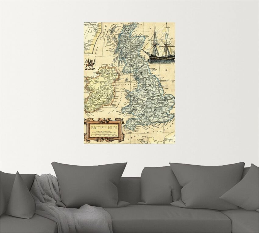 Artland Wandbild »Britische Inselkarte«, Landkarten (1 Stück), in vielen Größen & Produktarten - Alubild / Outdoorbild für den Außenbereich, Leinwandbild, Poster, Wandaufkleber / Wandtattoo auch für Badezimmer geeignet-Bilder-Ideen für dein Zuhause von Home Trends