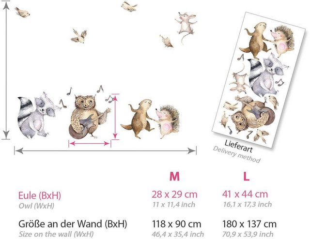 little DECO Wandtattoo »Little Deco Wandtattoo Waldtiere Musik & Tanz«-Wandtattoos-Inspirationen