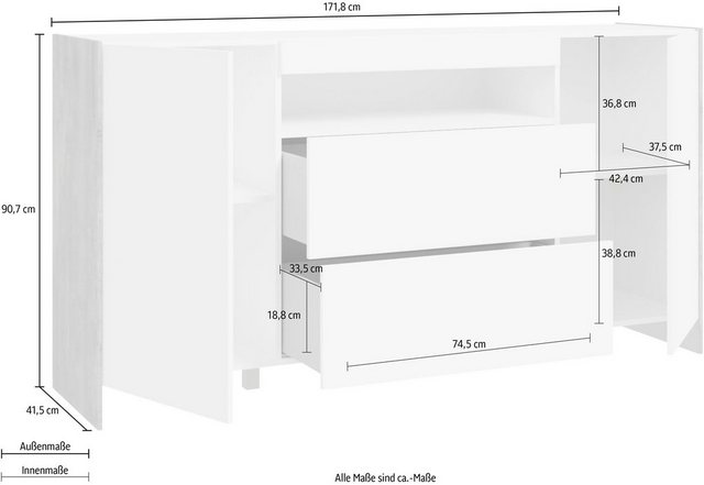 FORTE Sideboard »Botan«, Breite 171 cm-Sideboards-Inspirationen