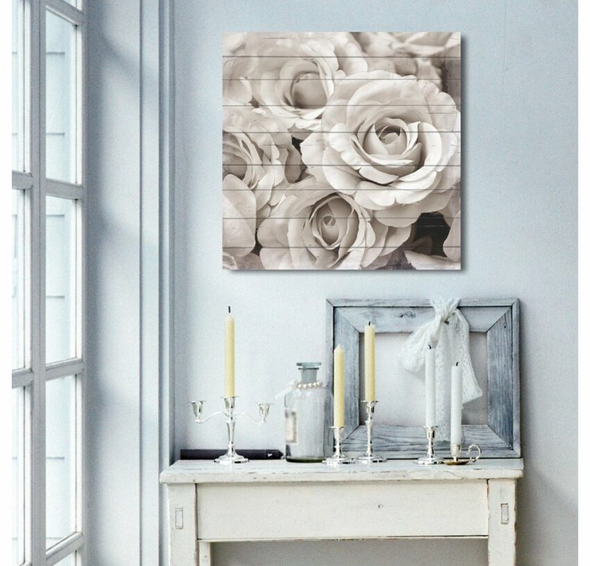 queence Holzbild »Blumenstrauß Edelweiß«, 40x40 cm-Bilder-Ideen für dein Zuhause von Home Trends