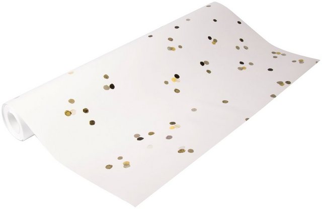 vtwonen Vliestapete »Punkte/Confetti«, 3D-Optik, (1 St), Weiß/Schwarz/Gold - 10m x 52cm-Tapeten-Inspirationen