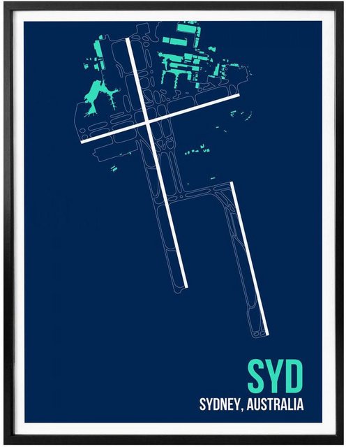 Wall-Art Poster »Wandbild SYD Grundriss Sydney«, Grundriss (1 Stück), Poster, Wandbild, Bild, Wandposter-Bilder-Inspirationen