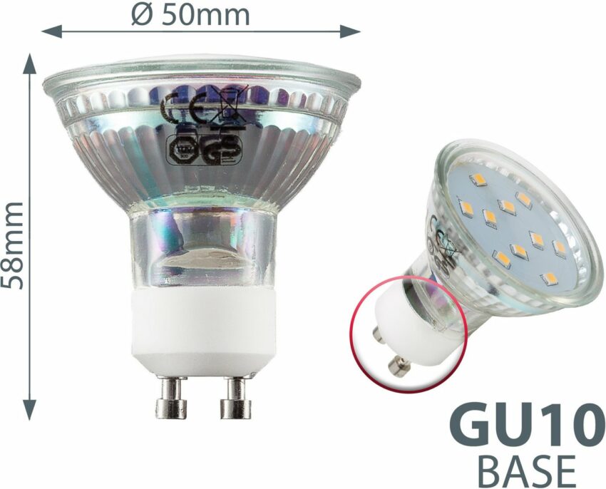 B.K.Licht LED-Leuchtmittel, GU10, 5 Stück, Warmweiß, LED Lampe Birne 3W 3.000K 250 Lumen Energiesparlampe-Leuchtmittel-Ideen für dein Zuhause von Home Trends