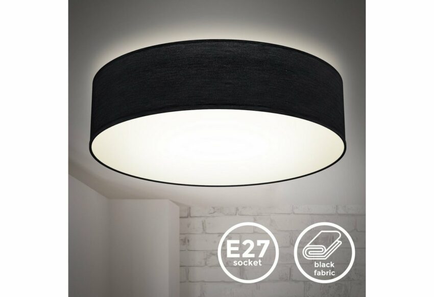 B.K.Licht LED Deckenleuchte, LED Deckenlampe Stoff Textil Lampenschirm schwarz E27 Schlafzimmer Wohnzimmer Ø38cm-Lampen-Ideen für dein Zuhause von Home Trends