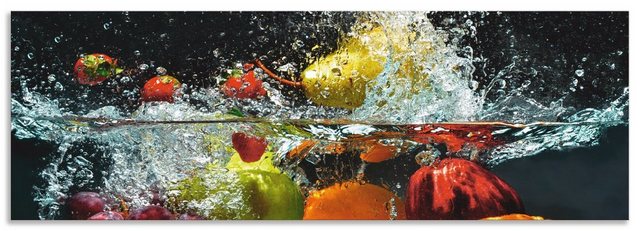 Artland Küchenrückwand »Spritzendes Obst auf dem Wasser«, (1-tlg), selbstklebend in vielen Größen - Spritzschutz Küche hinter Herd u. Spüle als Wandschutz vor Fett, Wasser u. Schmutz - Rückwand, Wandverkleidung aus Alu-Küchenrückwände-Inspirationen