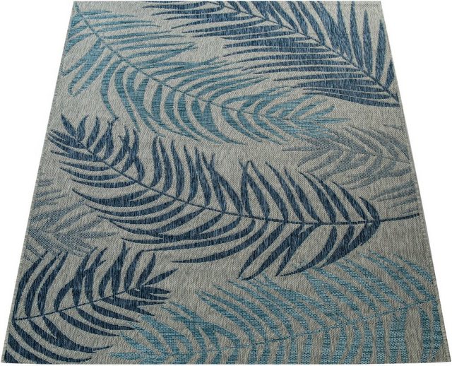 Teppich »Kuba 123«, Paco Home, rechteckig, Höhe 4 mm, Flachgewebe, Motiv Blätter, In- und Outdoor geeignet, Wohnzimmer-Teppiche-Inspirationen