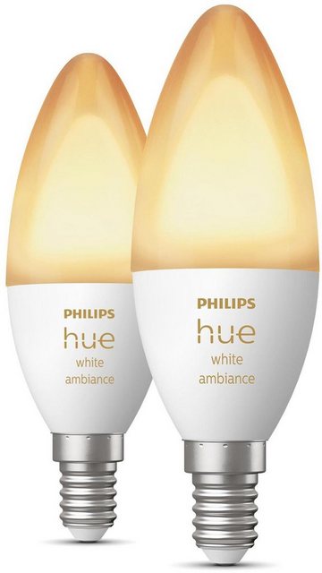 Philips Hue »Philips Hue White Amb. Doppelpack E14 2x470lm!« LED-Leuchtmittel, E14, 2 Stück, Warmweiß, CCT-Farbtemperatursteuerung von 2200 - 6500 Kelvin - warmweiß bis tageslichtweiß-Leuchtmittel-Inspirationen