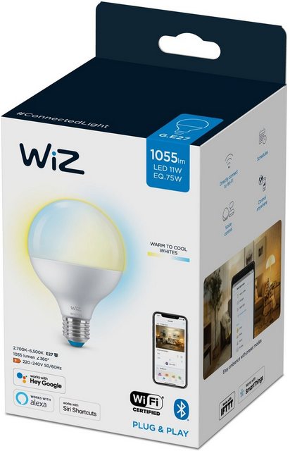 WiZ »WiZ Wi-Fi BLE 75W G95 E27 927-65 TW 1PF/6« LED-Leuchtmittel, E27, 1 Stück, Warmweiß, Kreieren Sie mit Wiz Tunable White LED Lampen smarte Beleuchtung für Ihren Alltag.-Leuchtmittel-Inspirationen
