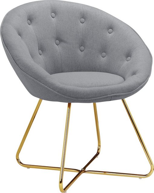 Leonique Loungesessel »Darcie« (1-St), mit festmontiertem Sitzkissen, Metallgestell in Chrom Gold, in verschiedenen Farbvarianten enthältlich, Sitzhöhe 46 cm-Sessel-Inspirationen