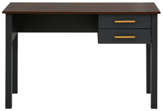 Home affaire Schreibtisch »Martinau«, Tischplatte in einer edlen Holzoptik, mit 2 Schubladen, mit goldfarbenen Griffen aus Metall, Höhe 76,5 cm-Tische-Inspirationen