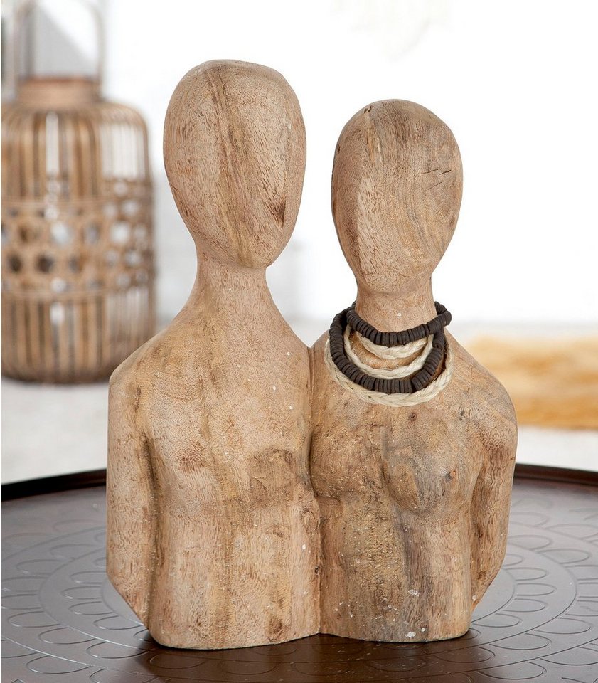 Casablanca by Gilde Dekofigur »Skulptur Pair, natur« (1 Stück), Dekoobjekt, aus Holz, Höhe 37 cm, Wohnzimmer-Figuren-Ideen für dein Zuhause von Home Trends