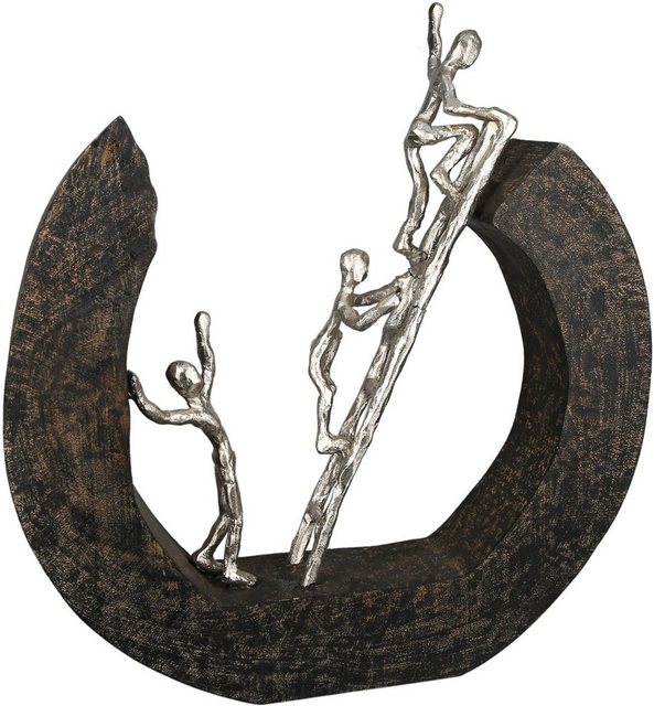 Casablanca by Gilde Dekofigur »Skulptur Hinauf, schwarz/silber« (1 Stück), Dekoobjekt, aus Metall & Holz, Höhe 32 cm, Wohnzimmer-Figuren-Inspirationen
