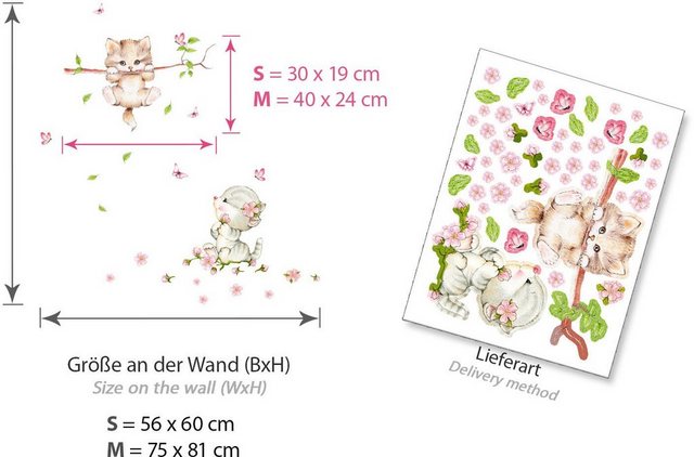 little DECO Wandtattoo »Little Deco Wandtattoo 2 Katzen mit Schmetterlingen«-Wandtattoos-Inspirationen
