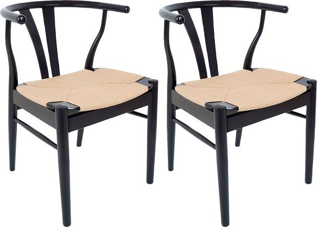 Hammel Furniture Holzstuhl »Findahl by Hammel Freja« (Set, 2 Stück), aus schwarz lackierter Buche, mit Flechtsitz. Dänische Handwerkskunst-Stühle-Inspirationen