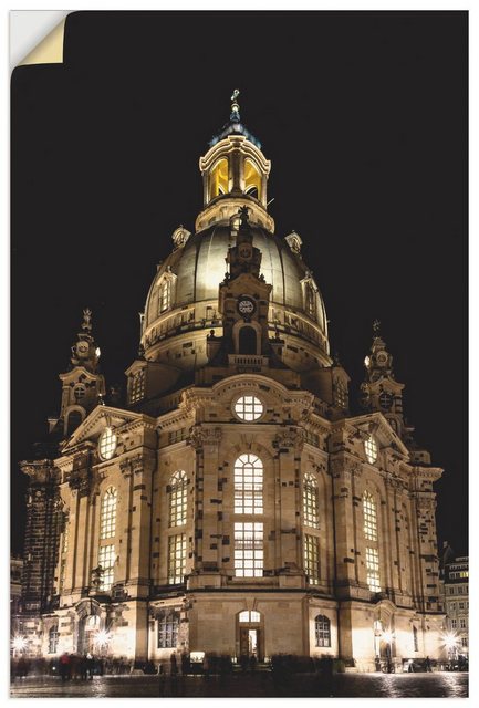 Artland Wandbild »Erleuchtete Frauenkirche in Dresden«, Gebäude (1 Stück), in vielen Größen & Produktarten - Alubild / Outdoorbild für den Außenbereich, Leinwandbild, Poster, Wandaufkleber / Wandtattoo auch für Badezimmer geeignet-Bilder-Inspirationen