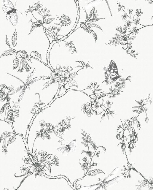 WOW Vliestapete »Natur - Baum/Vogel«, (1 St), Schwarz/Weiss - 10m x 52cm-Tapeten-Inspirationen