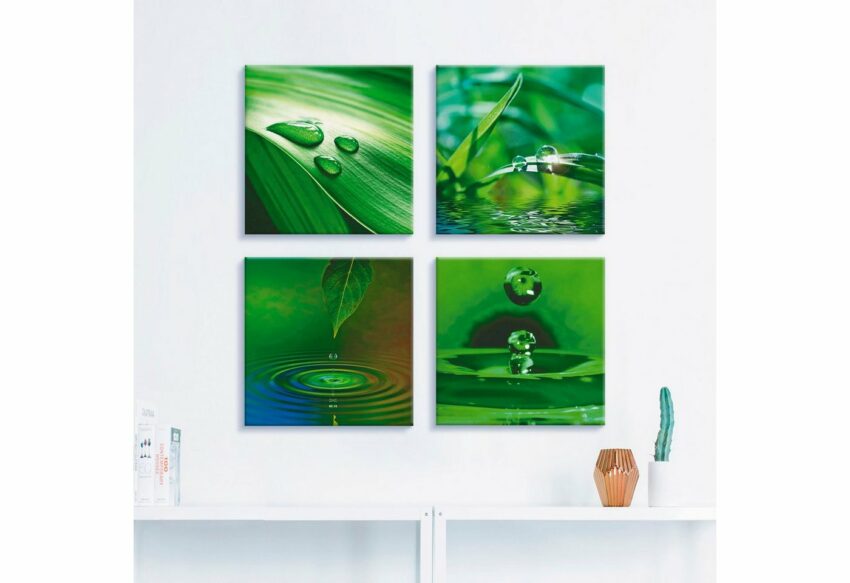 Artland Leinwandbild »Blatt Gras Wassertropfen«, Zen (4 Stück)-Bilder-Ideen für dein Zuhause von Home Trends