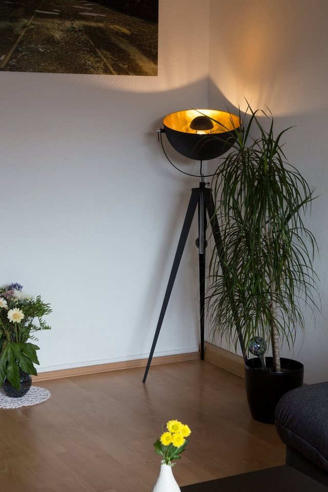 Leonique Stehlampe »Elenoire«, Stehleuchte in Retro Optik, Höhe von 148 bis 168 cm verstellbar, schwarz / goldfarben-Lampen-Ideen für dein Zuhause von Home Trends