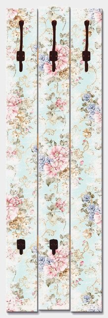 Artland Garderobenpaneel »Blumen mit nahtlosem Muster«, platzsparende Wandgarderobe aus Holz mit 5 Haken, geeignet für kleinen, schmalen Flur, Flurgarderobe-Garderoben-Inspirationen