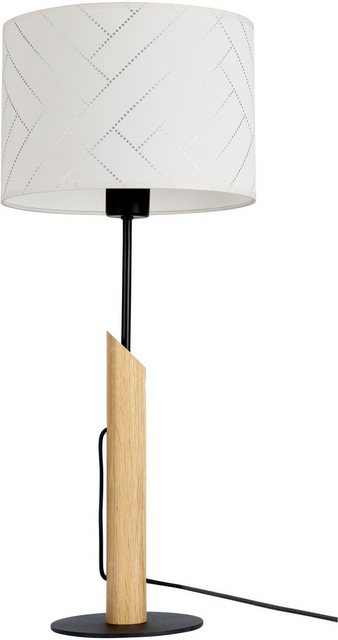 BRITOP LIGHTING Tischleuchte »PUNTO«, Aus Eichenholz mit FSC®-Zertifikat, Schirm aus laminierter Tapete, passende LM E27 / exklusive, Made in Europe-Lampen-Inspirationen