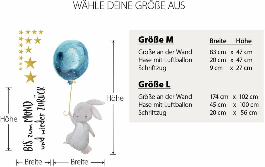 little DECO Wandtattoo »Little Deco Wandtattoo Bis zum Mond & Hase mit Luftballon«-Wandtattoos-Ideen für dein Zuhause von Home Trends