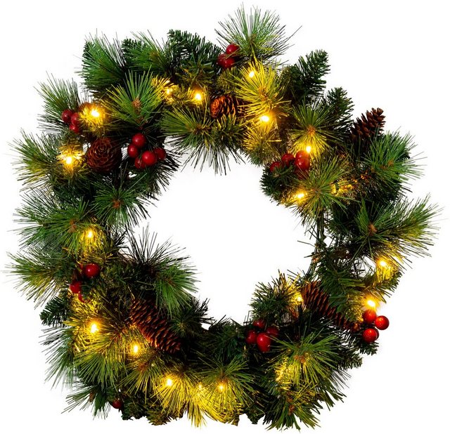 näve LED-Leuchtzweig »LED-Weihnachtskranz mit Beeren und Tannenzapfen - d: 35cm«, Timer-Kunstpflanzen-Inspirationen