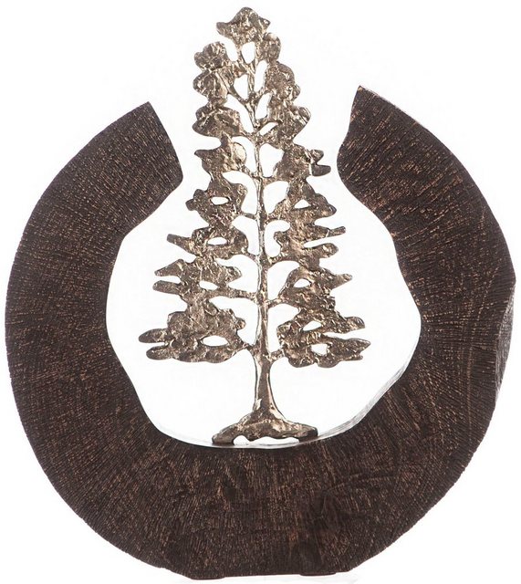 GILDE Dekoobjekt »Skulptur Fir Tree, schwarz/silber« (1 Stück), Höhe 39 cm, handgefertigt, aus Metall und Holz, Motiv Baum, Wohnzimmer-Deko-Objekte-Inspirationen