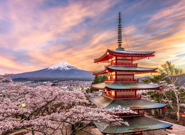 Papermoon Fototapete »Fujiyoshida Chureito Pagoda Japan«, glatt-Tapeten-Inspirationen