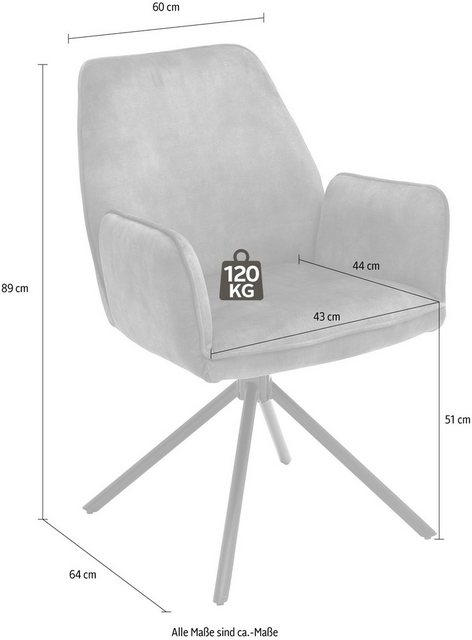 MCA furniture Esszimmerstuhl »Ottawa mit Armlehne« (Set, 2 Stück), Vintage Veloursoptik mit Keder, Stuhl belastbar bis 120 Kg-Stühle-Inspirationen