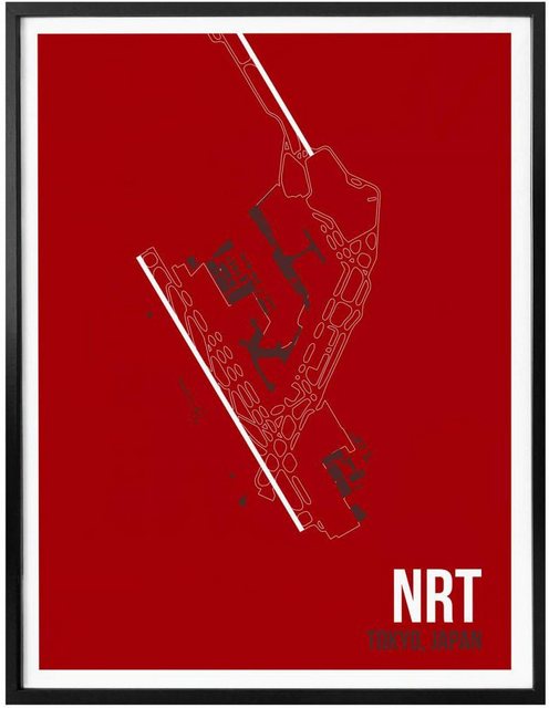 Wall-Art Poster »Wandbild NRT Grundriss Tokyo«, Grundriss (1 Stück), Poster, Wandbild, Bild, Wandposter-Bilder-Inspirationen