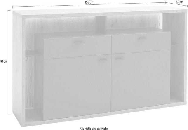MCA furniture Sideboard »Lizzano«, moderner Landhausstil, Wohnzimmerschrank mit 3-D Rückwand, wahlweise mit Beleuchtung-Sideboards-Inspirationen