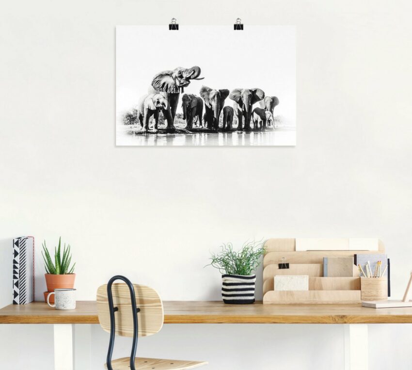 Artland Wandbild »Elefanten am Wasserloch«, Elefanten Bilder (1 Stück), in vielen Größen & Produktarten - Alubild / Outdoorbild für den Außenbereich, Leinwandbild, Poster, Wandaufkleber / Wandtattoo auch für Badezimmer geeignet-Bilder-Ideen für dein Zuhause von Home Trends