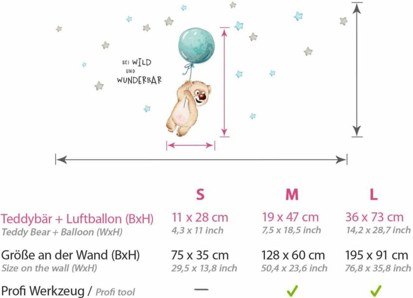 little DECO Wandtattoo »Little Deco Wandtattoo Sei wild & Teddybär mit Luftballon«-Wandtattoos-Ideen für dein Zuhause von Home Trends