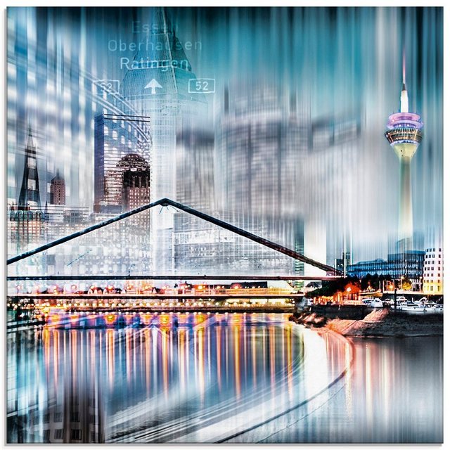 Artland Glasbild »Düsseldorf Collage Skyline 13«, Deutschland (1 Stück)-Bilder-Inspirationen