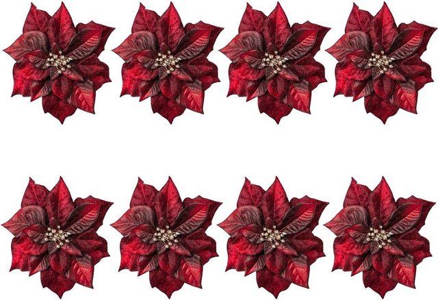 Creativ deco Weihnachtsbaumklammer (8-tlg), Weihnachtsstern-Blüte, mit Clip zum Befestigen, Ø ca. 17 cm-Weihnachtsbaumklammern-Inspirationen