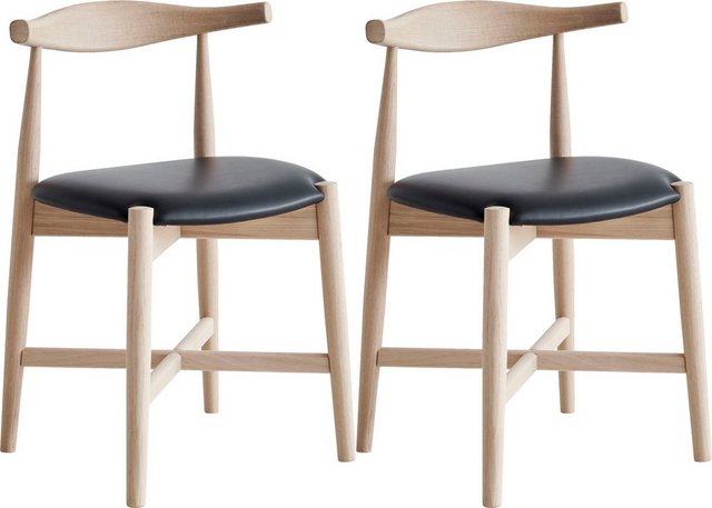 Hammel Furniture Holzstuhl »Findahl by Hammel Dora« (Set, 2 Stück), aus massiver geseifter Eiche, Sitzpolster mit schwarzem Leder. Dänische Handwerkskunst-Stühle-Inspirationen