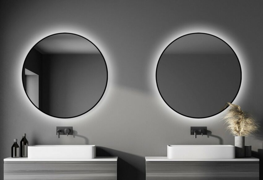 Talos Dekospiegel, rund, mit indirekter LED Beleuchtung in schwarz matt Ø 100 cm-Spiegel-Ideen für dein Zuhause von Home Trends