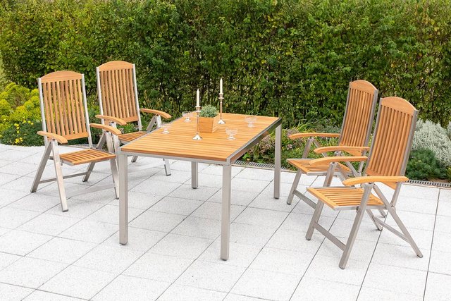 MERXX Garten-Essgruppe »Keros«, (5-tlg), 4 Klappsessel mit Tisch-Gartenmöbel-Sets-Inspirationen
