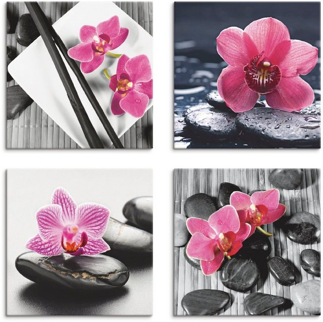Artland Leinwandbild »Asiatische Komposition Orchidee Zen«, Zen (4 Stück)-Bilder-Inspirationen