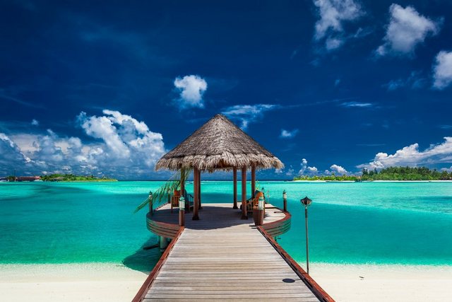 Papermoon Fototapete »Boat Jetty Maldives«, glatt-Tapeten-Inspirationen