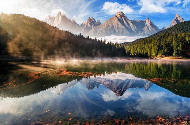 Papermoon Fototapete »Mountain Lake Autumn Fog«, glatt-Tapeten-Inspirationen
