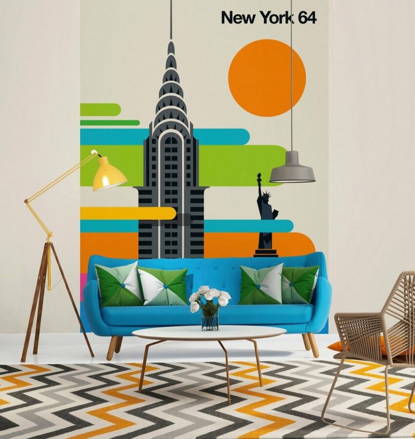 living walls Fototapete »ARTist New York 64«, (Set, 2 St), Chrysler Building & Freiheitsstatue, Vlies, glatt-Tapeten-Ideen für dein Zuhause von Home Trends