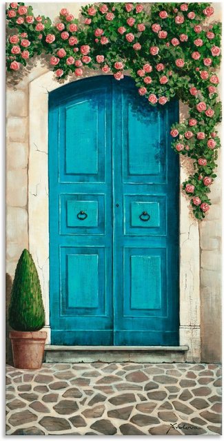 Artland Wandbild »Blaue Tür mit Kletterrosen«, Fenster & Türen (1 Stück), in vielen Größen & Produktarten - Alubild / Outdoorbild für den Außenbereich, Leinwandbild, Poster, Wandaufkleber / Wandtattoo auch für Badezimmer geeignet-Bilder-Inspirationen
