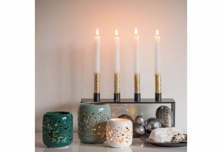 VALENTINO Wohnideen Windlicht »Denali« (Set, 3 Stück), mit Weihnachtsmotiv, in 3 unterschiedlichen Farben-Kerzenhalter-Ideen für dein Zuhause von Home Trends