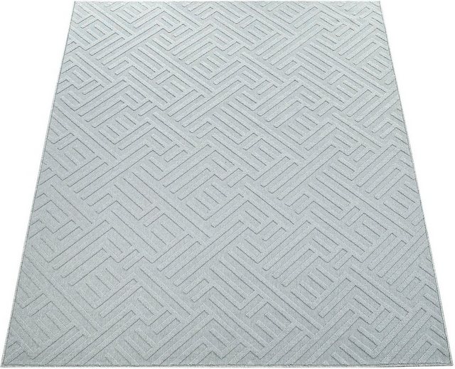 Teppich »Namur 326«, Paco Home, rechteckig, Höhe 6 mm, Kurzflor, Uni-Farben, geometrisches Muster mit 3D-Effekt, In- und Outdoor geeignet, Wohnzimmer-Teppiche-Inspirationen