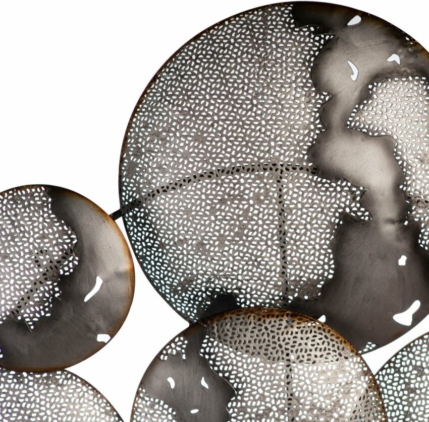 Casablanca by Gilde Wanddekoobjekt »Wandrelief Galaxy, grau« (1 Stück), Wanddeko, aus Metall, handgearbeitet, bestehend aus 9 runden Scheiben, dekorativ im Esszimmer & Wohnzimmer-Deko-Objekte-Ideen für dein Zuhause von Home Trends