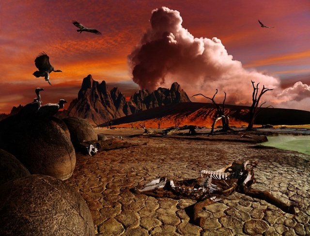 Papermoon Fototapete »Apokalyptische Landschaft«, samtig, samtig, Vliestapete, hochwertiger Digitaldruck-Tapeten-Inspirationen