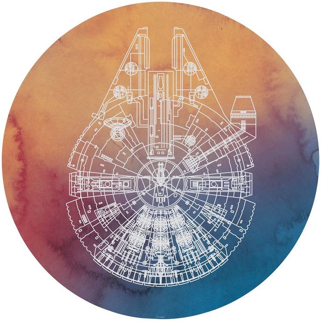 Komar Fototapete »Star Wars Millennium Falcon«, glatt, bedruckt, Comic, Retro, mehrfarbig, BxH: 128x128 cm, selbstklebend-Tapeten-Inspirationen