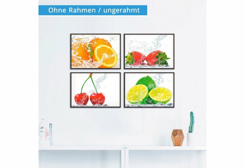 Artland Poster »Früchte mit Spritzwasser«, Lebensmittel (4 Stück), Poster, Wandbild, Bild, Wandposter-Bilder-Ideen für dein Zuhause von Home Trends